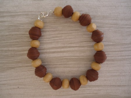 Bracelet "Nature", perles en bois et perles en papier