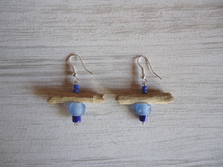 BO Bois flotté, perles de verre et perles de rocaille